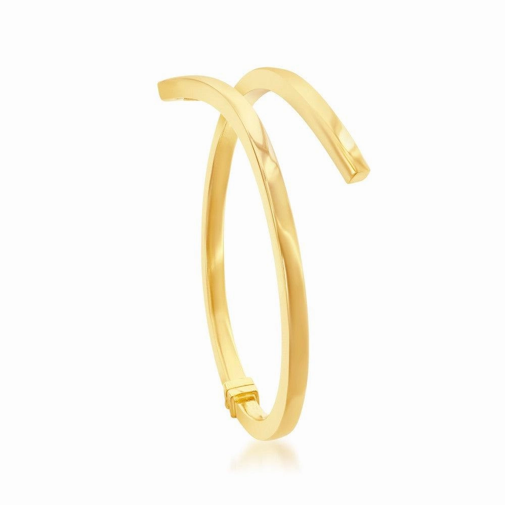 Sterling Silver Gold Plated Double Wave Design Bangle
