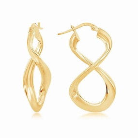 Sterling Silver Gold Plated Large Script Infinity Design Earrings