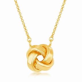 Sterling Silver Gold Plated Love Knot Design Necklace