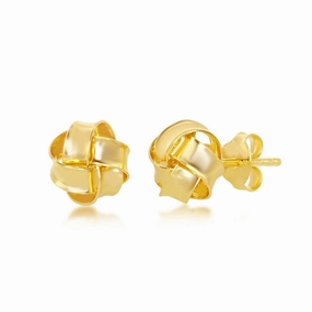 Sterling Silver Gold Plated Love Knot Stud Earrings