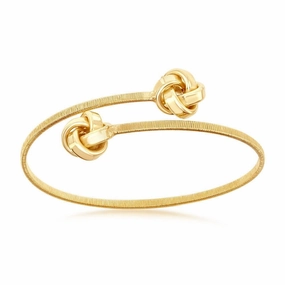 Sterling Silver Gold Plated Love Knot Wire Bangle