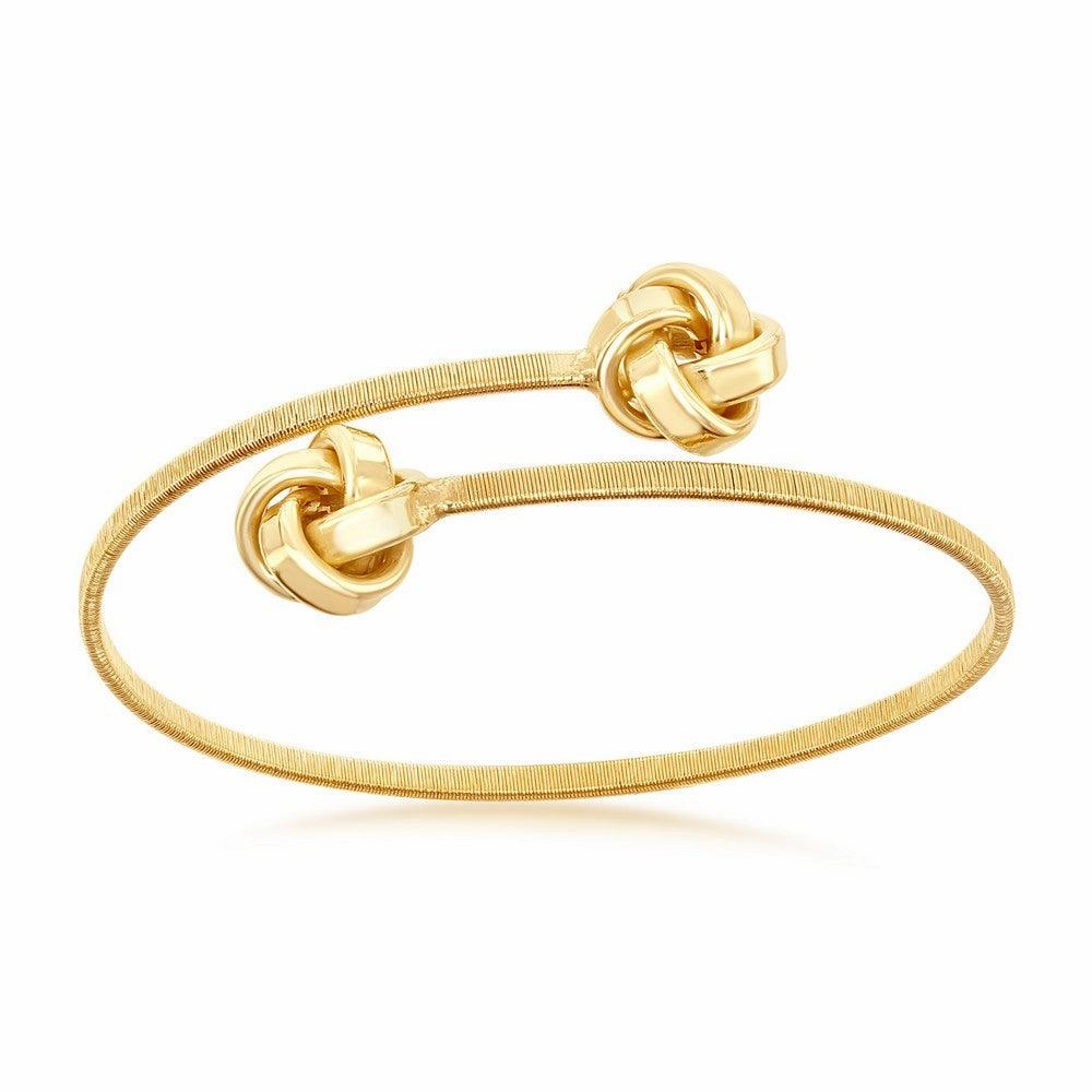 Sterling Silver Gold Plated Love Knot Wire Bangle