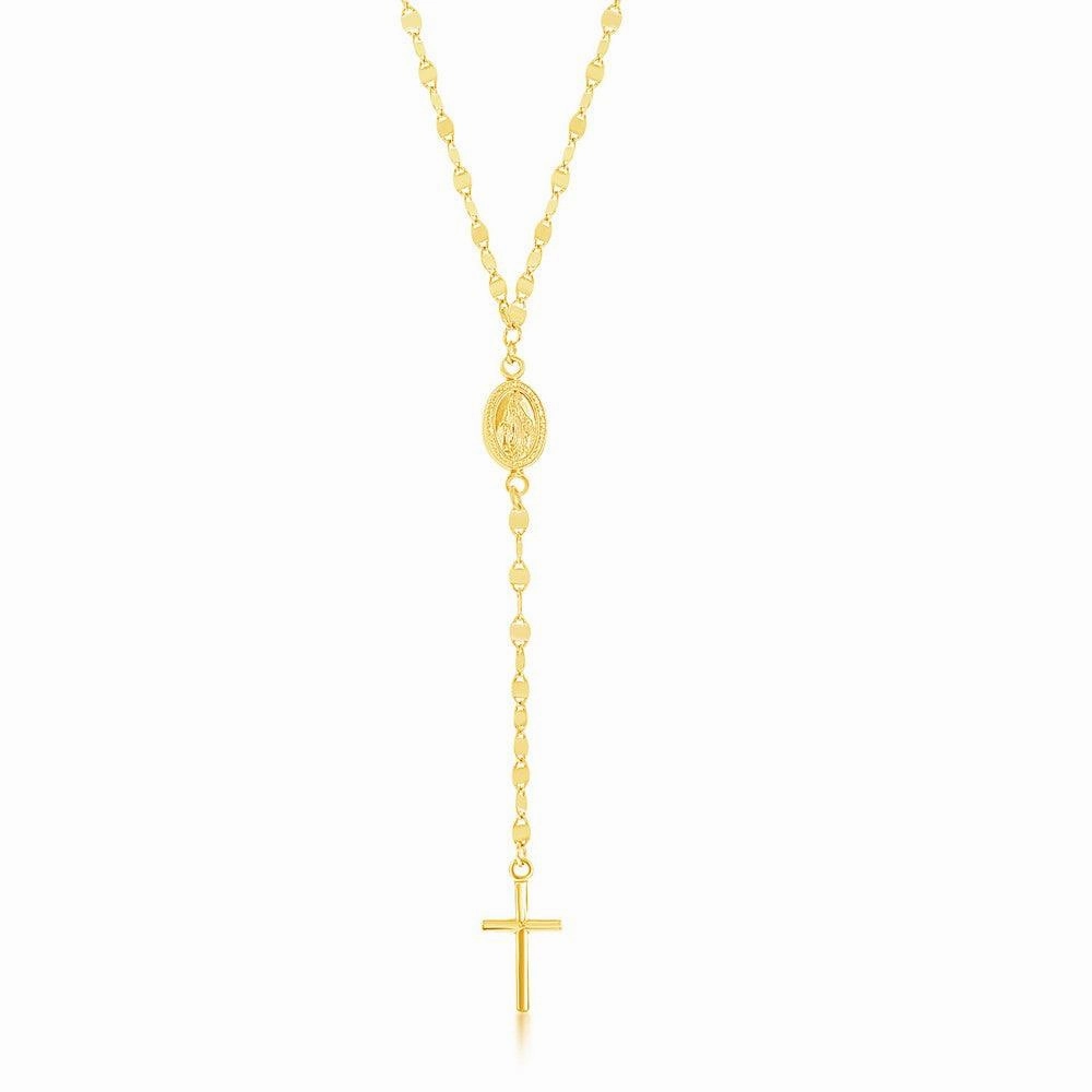 Sterling Silver Gold Plated Mirror and Mariner Rosary Chain