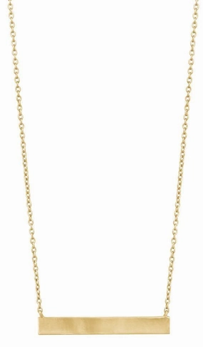 Sterling Silver Gold Plated Plain Sideways Bar Necklace