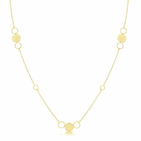 Sterling Silver Gold Plated Polished Open Disc Necklace