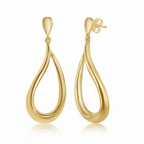 Sterling Silver Gold Plated Teardrop Dangling Earrings