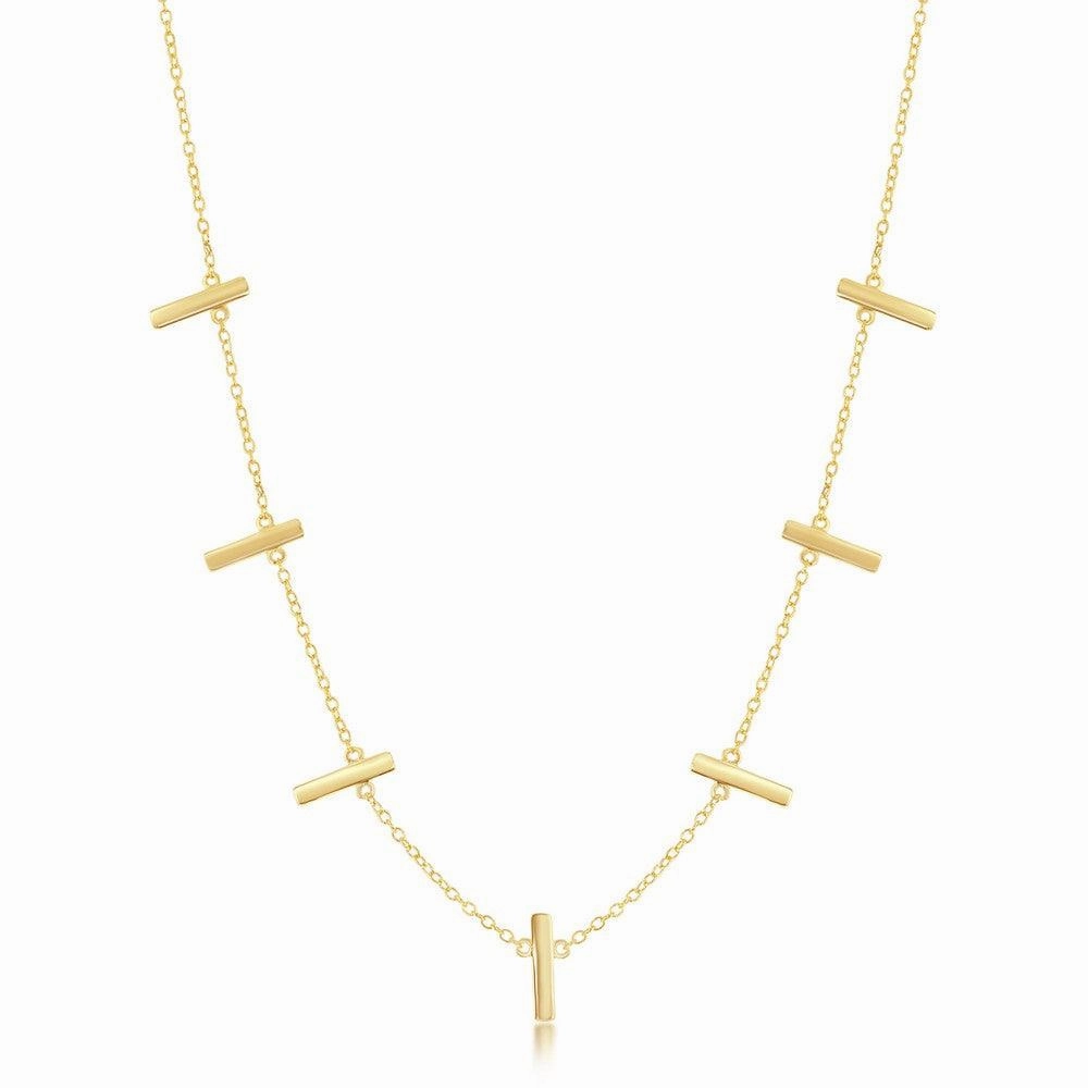 Sterling Silver Gold Plated Verticle Bars Necklace