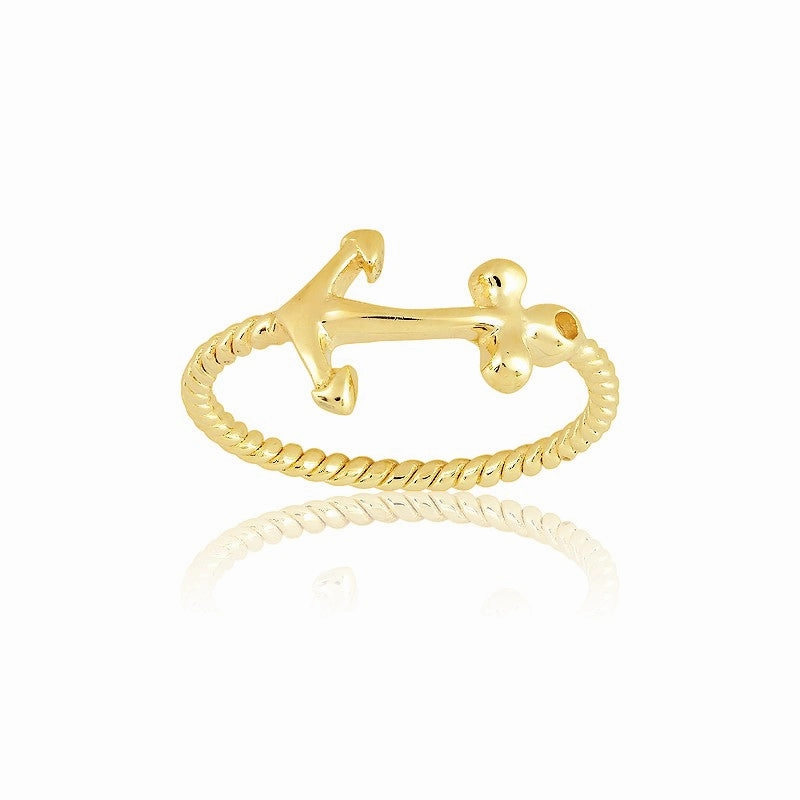 Sterling Silver GP Anchor Ring - W-9823