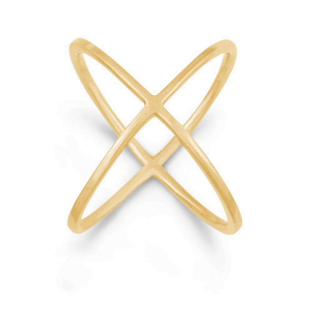 Sterling Silver GP Criss Cross X Style Ring - W-9994