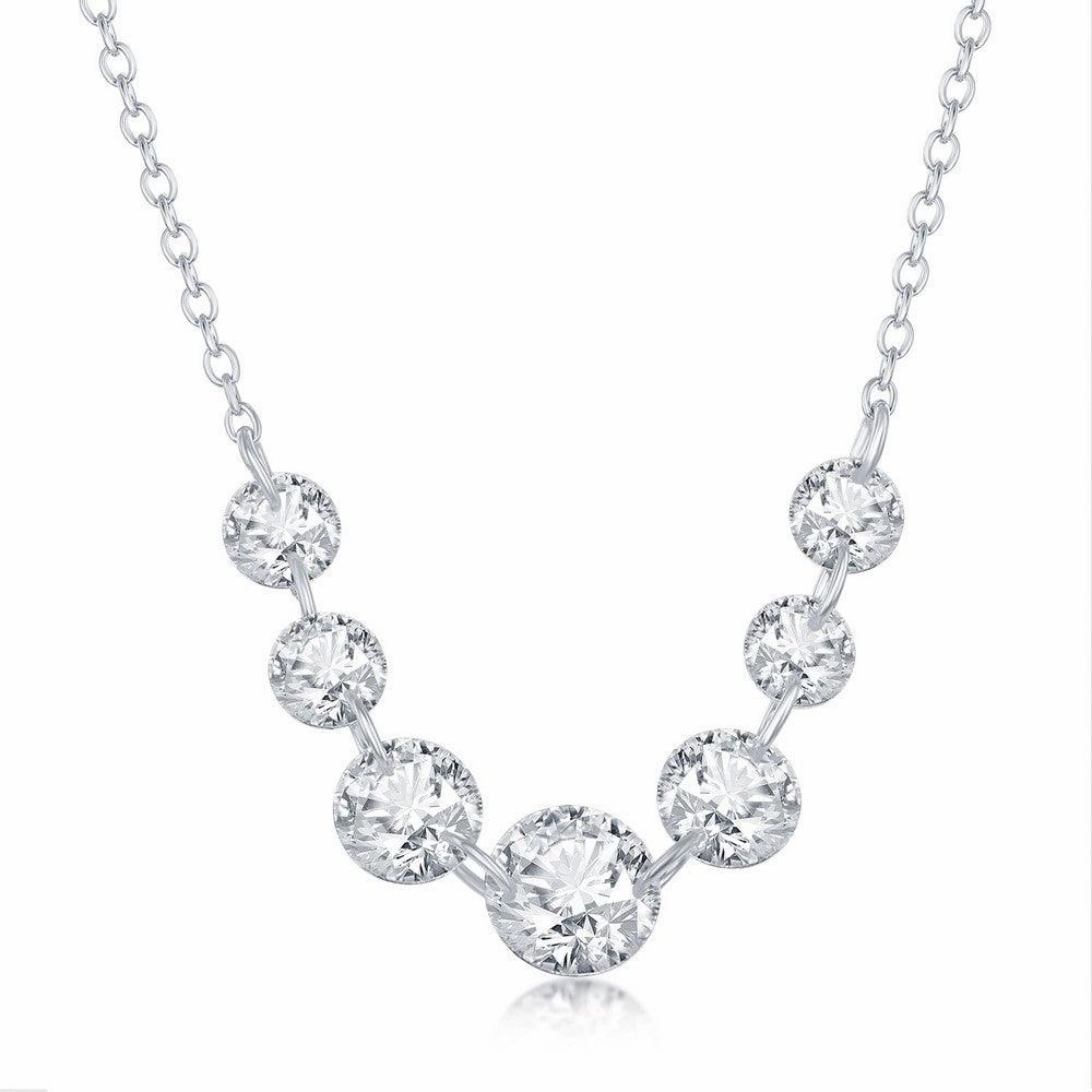Sterling Silver Graduating Cubic Zirconia Necklace