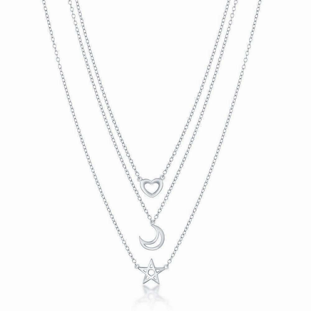 Sterling Silver Graduating Triple Strand Necklace
