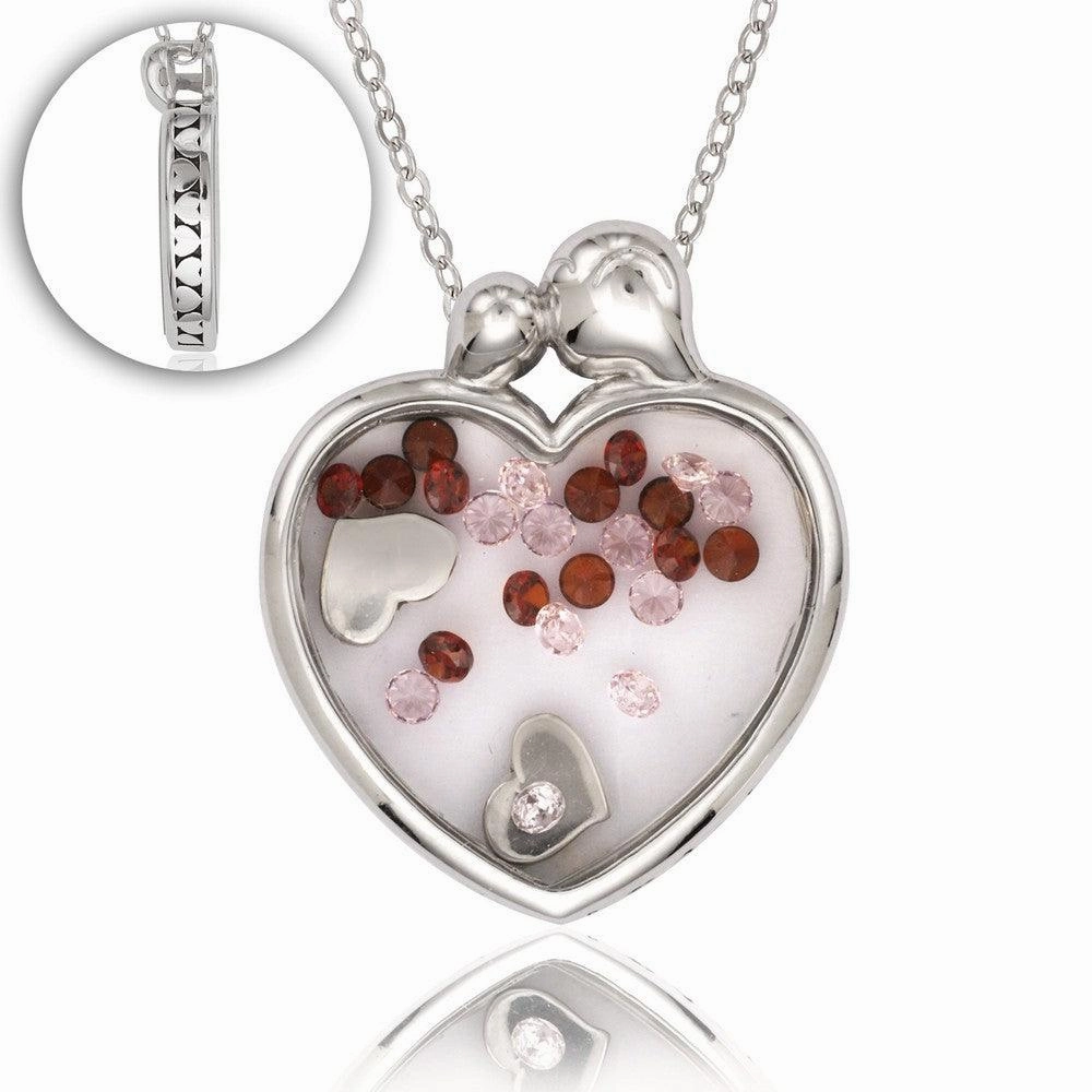 Sterling Silver Hearts Inside Window Pendant