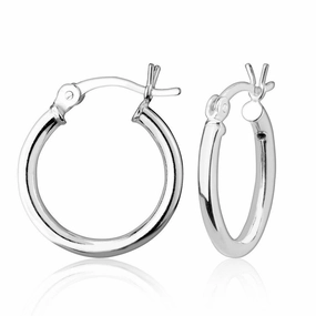 Sterling Silver High-Polished Hoop Earrings, 2 x 16 mm