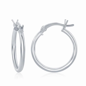 Sterling Silver High-Polished Hoop Earrings, 2 x 20 mm