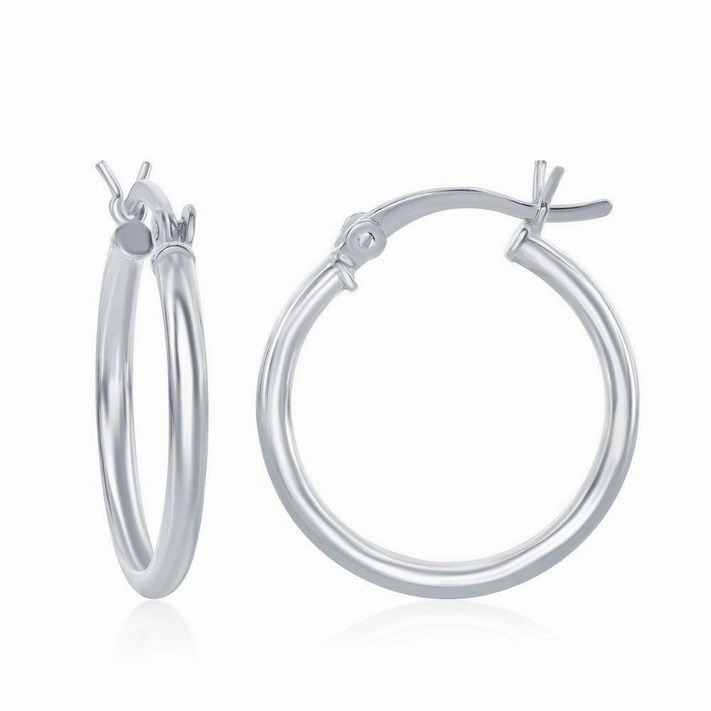 Sterling Silver High-Polished Hoop Earrings, 2 x 25 mm