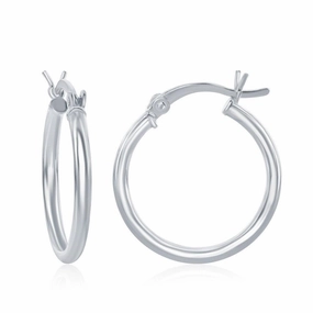 Sterling Silver High-Polished Hoop Earrings, 2 x 25 mm