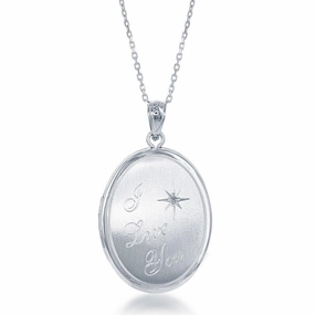 Sterling Silver I Love You with Star Oval Locket
