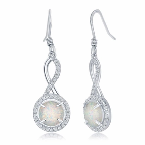 Sterling Silver Infinity Design Round CZ Earrings