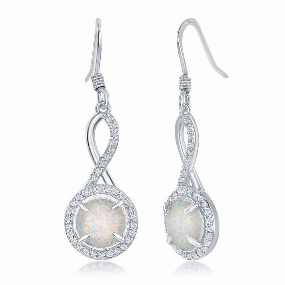 Sterling Silver Infinity Design Round CZ Earrings