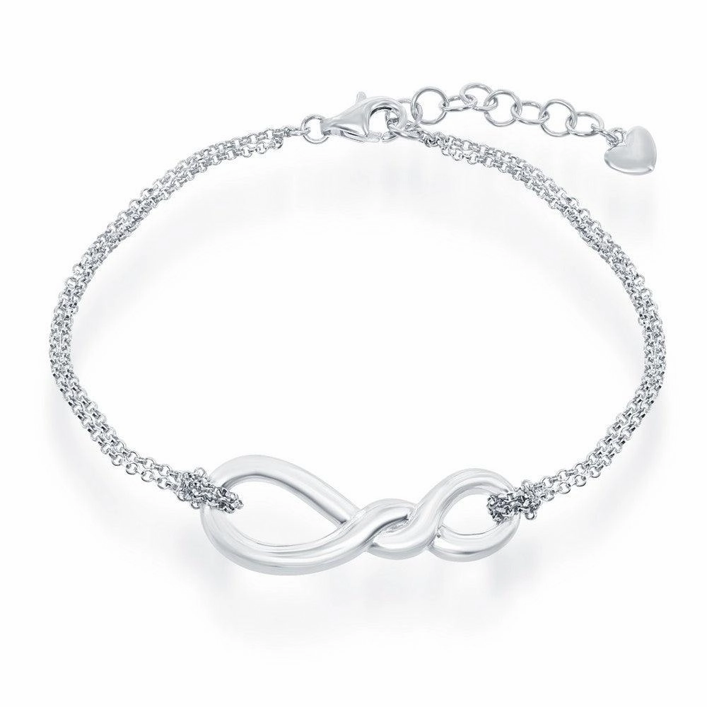Sterling Silver Infinity Knot Double Strand Bracelet, 7"