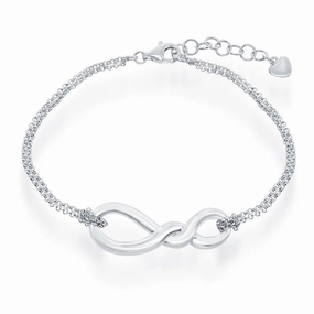 Sterling Silver Infinity Knot Double Strand Bracelet, 7"