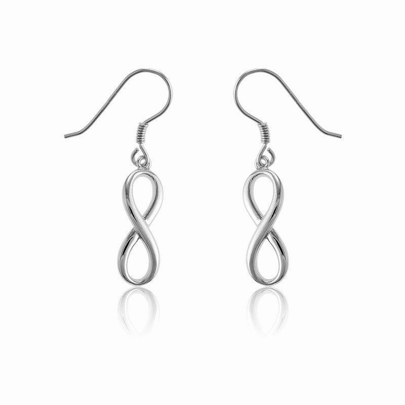 Sterling Silver Infinity "Figure 8" Solid Dangling Earrings