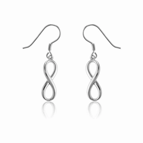 Sterling Silver Infinity "Figure 8" Solid Dangling Earrings
