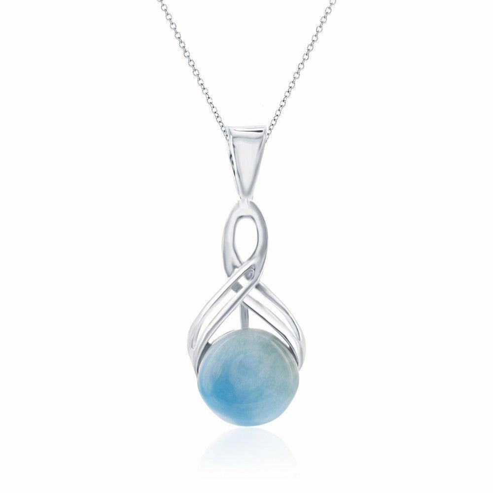 Sterling Silver Infinity Round Larimar Pendant