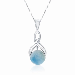 Sterling Silver Infinity Round Larimar Pendant