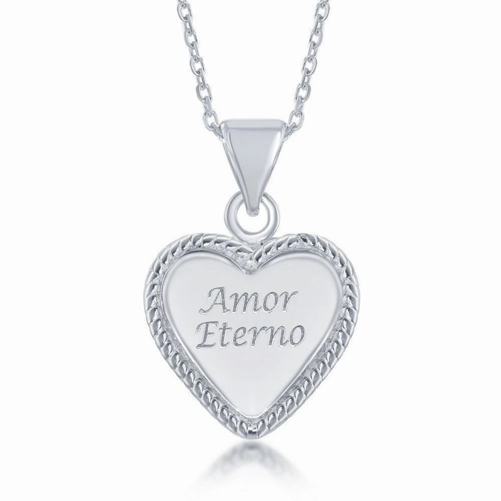 Sterling Silver Inscribed Heart Pendant