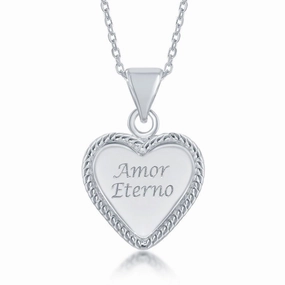 Sterling Silver Inscribed Heart Pendant