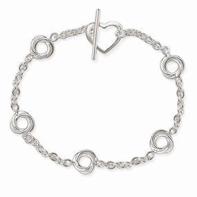 Sterling Silver Knot with Heart Toggle Bracelet