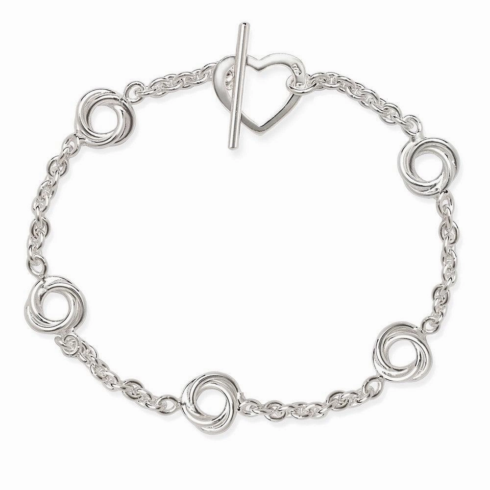 Sterling Silver Knot with Heart Toggle Bracelet