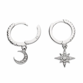 Sterling Silver Ladies Small Huggie Hoop Charm Earrings