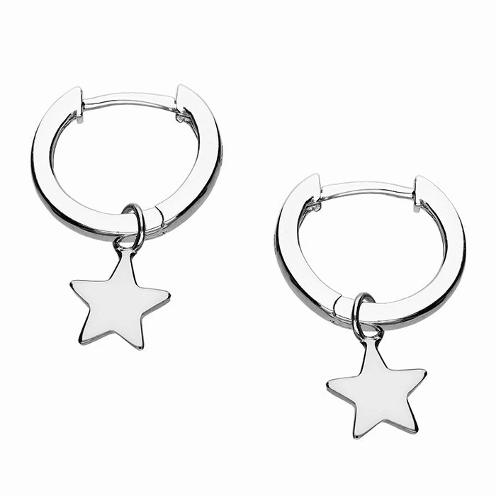 Sterling Silver Ladies Small Huggie Hoop Charm Earrings