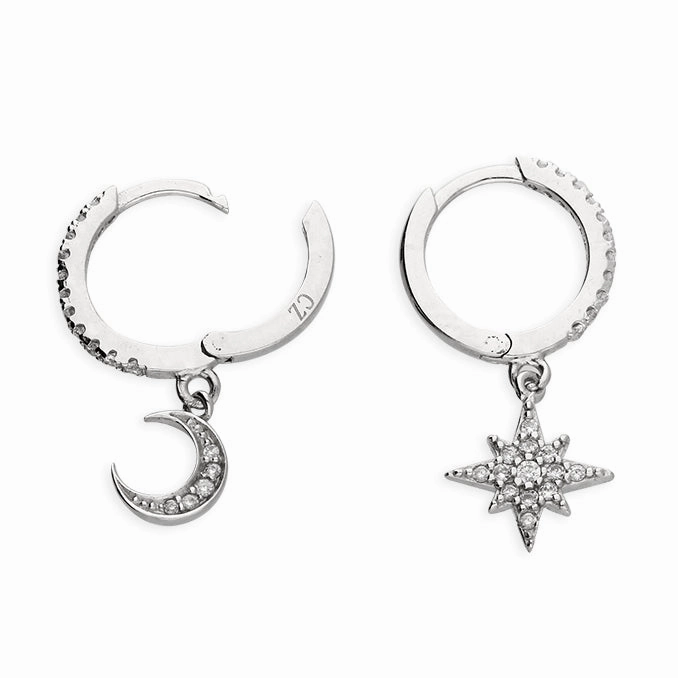Sterling Silver Ladies Small Huggie Hoop Charm Earrings