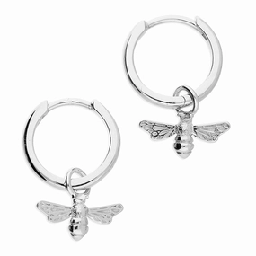Sterling Silver Ladies Small Huggie Hoop Charm Earrings