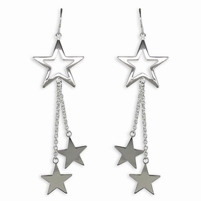 Sterling Silver Ladies Star Drop Earrings