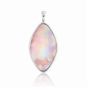 Sterling Silver Large Marquise Pink MOP Pendant