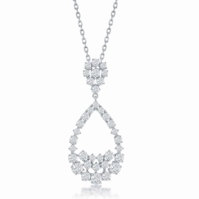 Sterling Silver Large Pear-shaped CZ Pendant