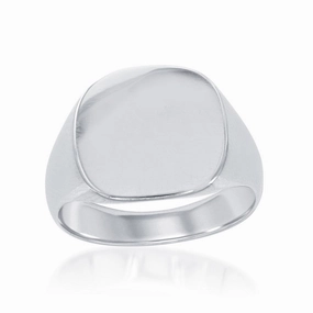 Sterling Silver Large Shiny Square Ring - W-1650