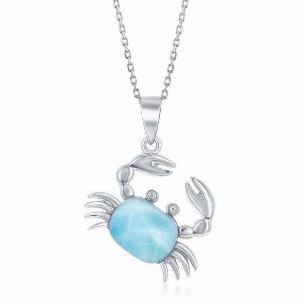 Sterling Silver Larimar Crab Pendant