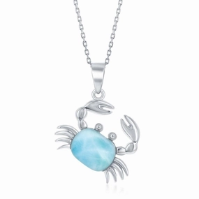 Sterling Silver Larimar Crab Pendant