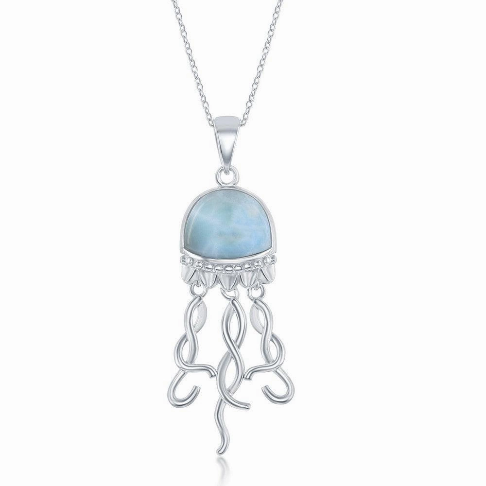 Sterling Silver Larimar Jellyfish Pendant Only