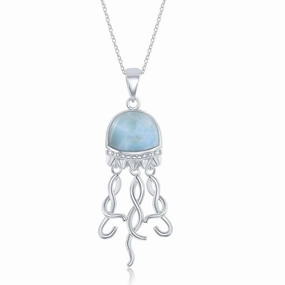 Sterling Silver Larimar Jellyfish Pendant Only
