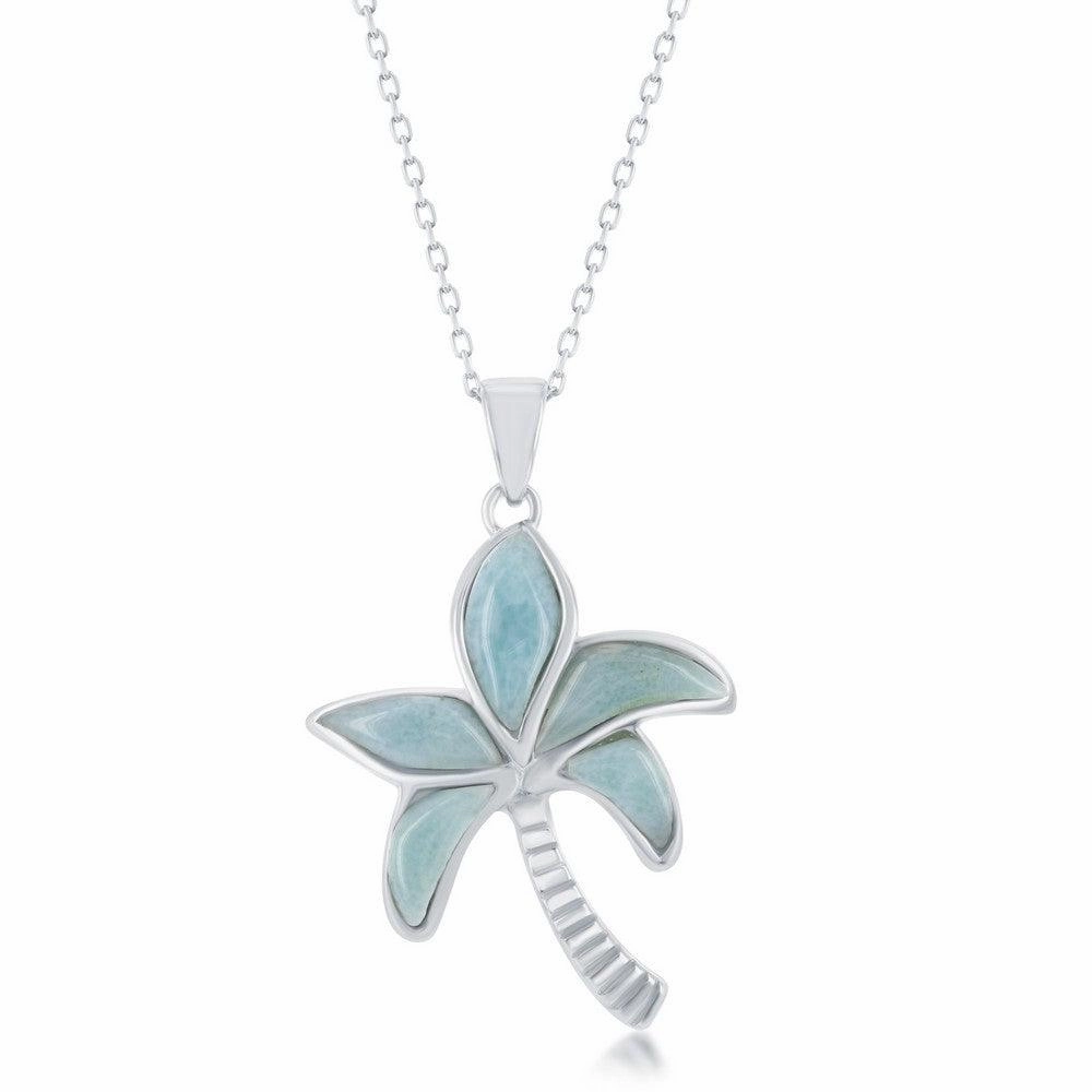 Sterling Silver Larimar Palm Tree Pendant