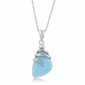 Sterling Silver Larimar Twist Design Pendant