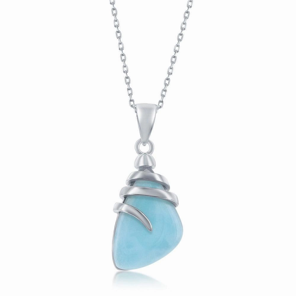 Sterling Silver Larimar Twist Design Pendant