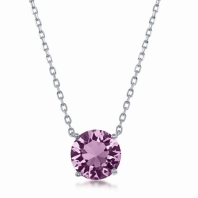 Sterling Silver Light Amethyst "June" Swarovski Element Necklace