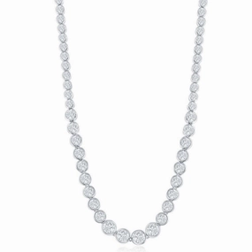 Sterling Silver Linked Circles CZ Tennis Chain, 16"